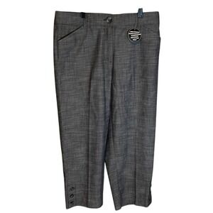 Dressbarn Gray Crop Capri Pants‎ Womens Size 10 Button Detail